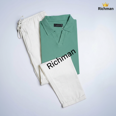 Old School Polo Shirt + Cargo Trouser Set with Pockets – 9 Colors Available