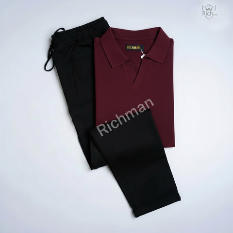 Old School Polo Shirt + Cargo Trouser Set with Pockets – 9 Colors Available