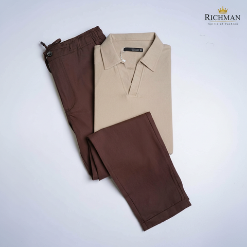 Old School Polo Shirt + Cargo Trouser Set with Pockets – 9 Colors Available