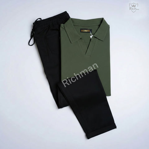 Old School Polo Shirt + Cargo Trouser Set with Pockets – 9 Colors Available