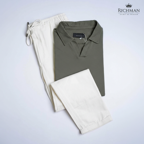 Old School Polo Shirt + Cargo Trouser Set with Pockets – 9 Colors Available