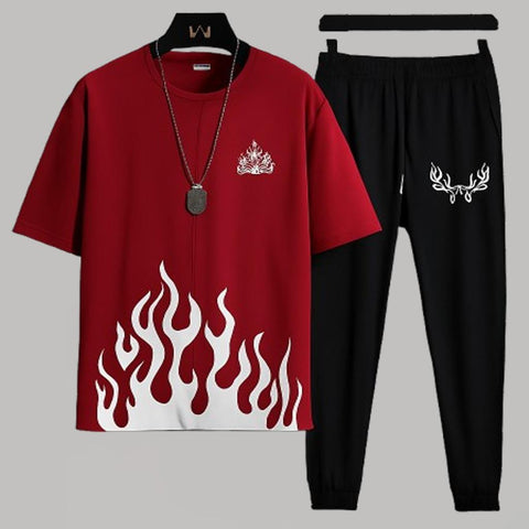 Rich Man High Quality Casual Suits for Men Summer Tracksuit for Men's Fine Fabric T-Shirt and Trouser set 2 pieces