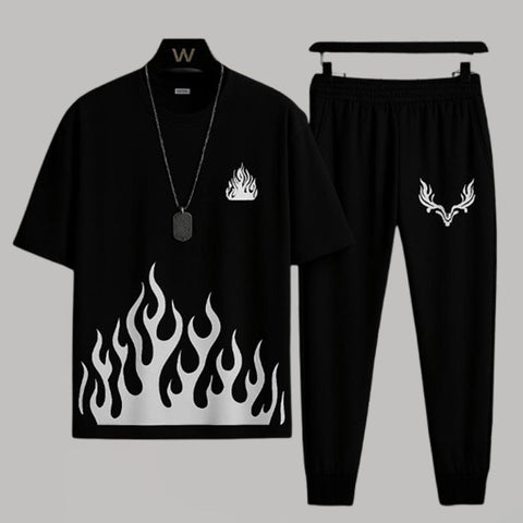 Rich Man High Quality Casual Suits for Men Summer Tracksuit for Men's Fine Fabric T-Shirt and Trouser set 2 pieces