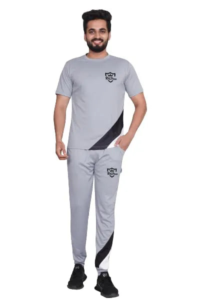 RichMan_Summer Grey Half Sleeve Track Suit for Man T-shirt and Trouser