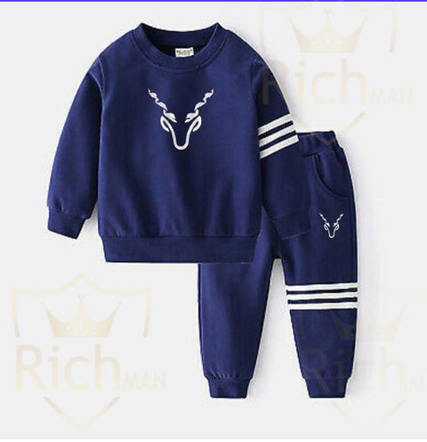 Rich ManPremium Quality and Fashionable Kids Royal Tracksuit - Set Kids Royal Tracksuit Sweatshirt Set Jumper and Bottoms PE Trouser and Shirt - Tshirts For Boys / Tshirts For Girls