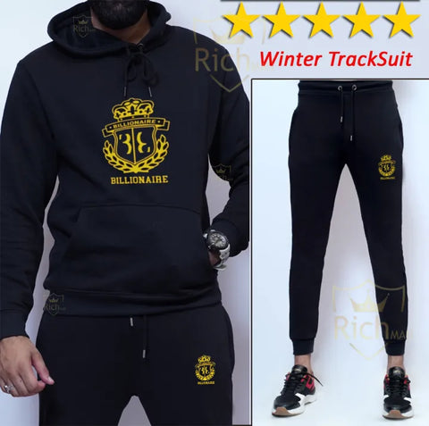 Richman Winter Tracksuit For Men and Women with Warm Fleece Hood and Trouser 2 piece and New Arrival Black Tracksuit.
