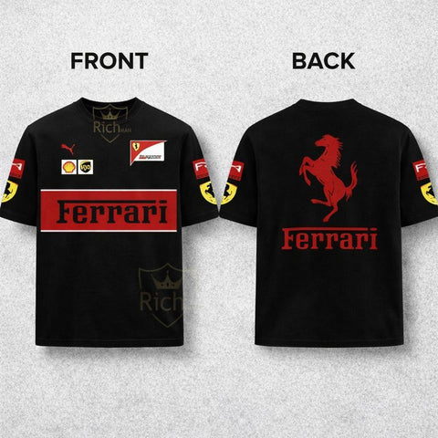 Premium Drop Shoulder Men’s T-Shirt – Ferrari Racing Style | New Arrival