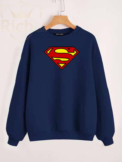 RichMan_Winter Pack of 2 premium printed Full Sleeve sweatshirt batman and Superman For Men and Women's