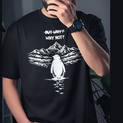 Minimal Penguin Art Summer T-Shirt – Soft Cotton Black shirt