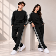 Premium Unisex 3-Stripe Tracksuit Set for Men & Women – Stylish Casual Winter Wear