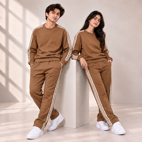 Premium Unisex 3-Stripe Tracksuit Set for Men & Women – Stylish Casual Winter Wear