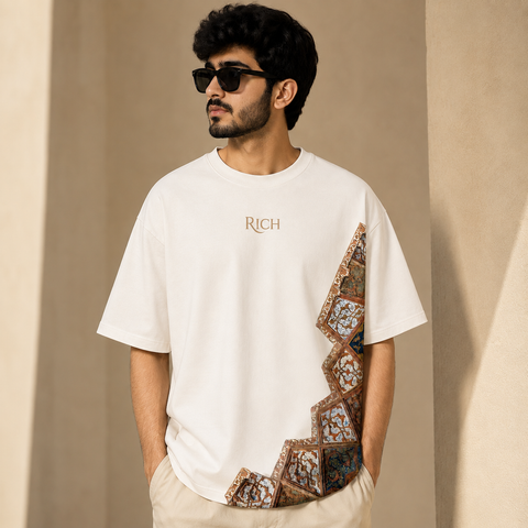 Rich Premium Cotton Oversized Drop Shoulder T-Shirt – Artistic Printed Design