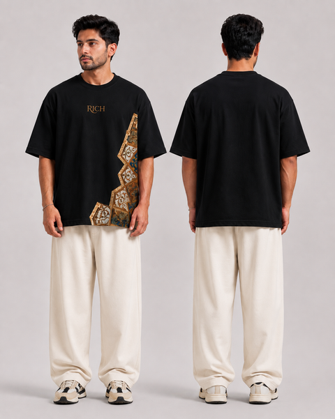 Rich Premium Cotton Oversized Drop Shoulder T-Shirt – Artistic Printed Design