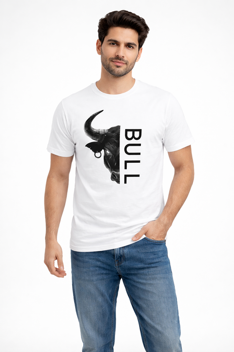 Men’s Bull Graphic Printed T-Shirt – Premium Cotton Casual Summer Tee for Men
