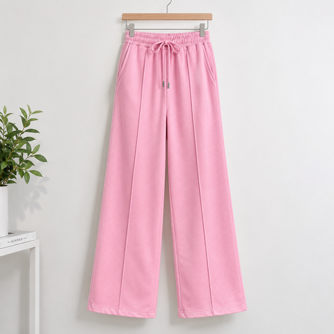 Women’s Pack of 2 Wide Leg Track Pants – Pink & Black | Comfortable Casual Trousers