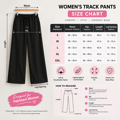 Women’s Pack of 2 Wide Leg Track Pants – Pink & Black | Comfortable Casual Trousers