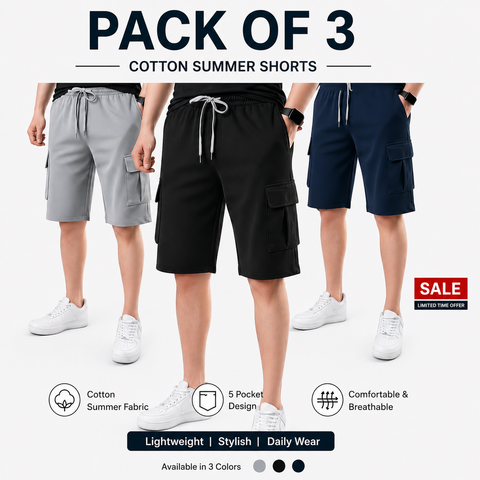 Pack of 3 Casual Shorts – Perfect for Daily Wear Set of 3 shorts