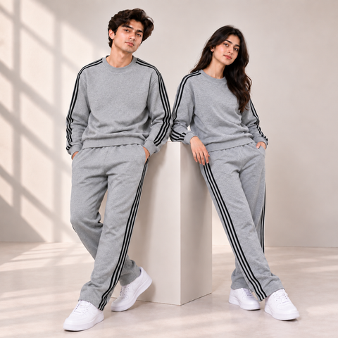 Premium Unisex 3-Stripe Tracksuit Set for Men & Women – Stylish Casual Winter Wear