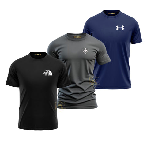 RichMan / Pack of 3 Quick Dry T-Shirt Blue ,Black and Grey