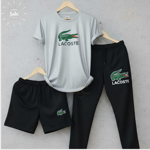 Men’s Pack of 3 Sports Set – T-Shirt, Shorts & Track Pants Gym Wear Combo