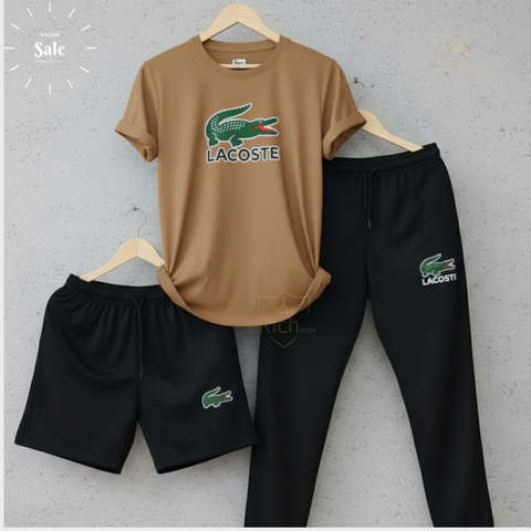 Men’s Pack of 3 Sports Set – T-Shirt, Shorts & Track Pants Gym Wear Combo