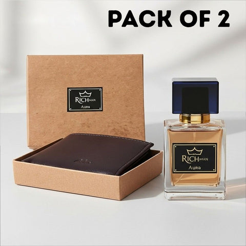 Pack of 2 – RichMan Aura Perfume and Leather Wallet