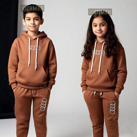 Rich Man Boys Warm Thickened Fleece Comfy Tops & Pants,King Pattern Print Long Sleeve Hoodie Pullover Sweatshirts & Pants, 2pieces Sports Suit Outfits, Kids Trendy Clothes Set - Tshirts For Boys / Tshirts For Girls