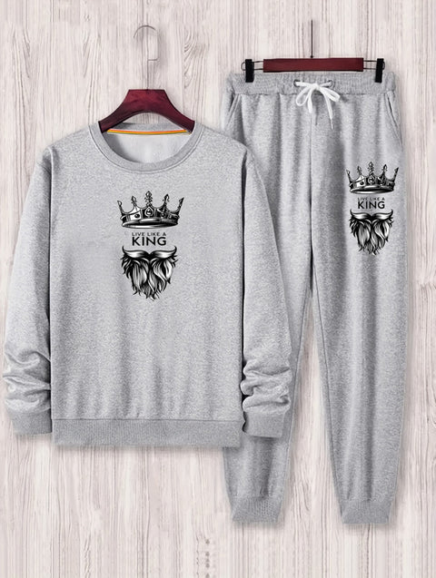RichMan Long Sleeve Round Neck Street Casual Sports And Fashionable Sweatshirt, Elastic Drawstring Trousers, Sweatshirt And Pants Two-piece Set, For Outdoor, For Autumn And Winter