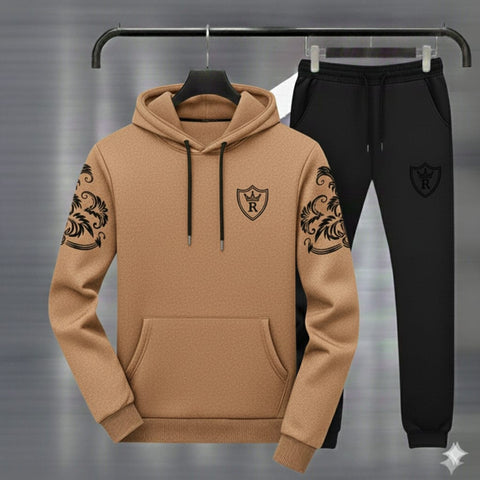 Royal Crest Black Winter Hoodie Tracksuit – in 4 colors