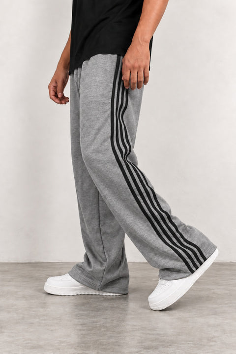Men’s Premium Wide Leg Track Pants – Black, Blue & Heather Grey | Trendy Loose Fit Trousers