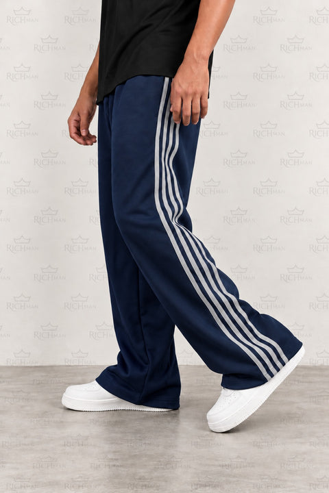 Men’s Premium Wide Leg Track Pants – Black, Blue & Heather Grey | Trendy Loose Fit Trousers
