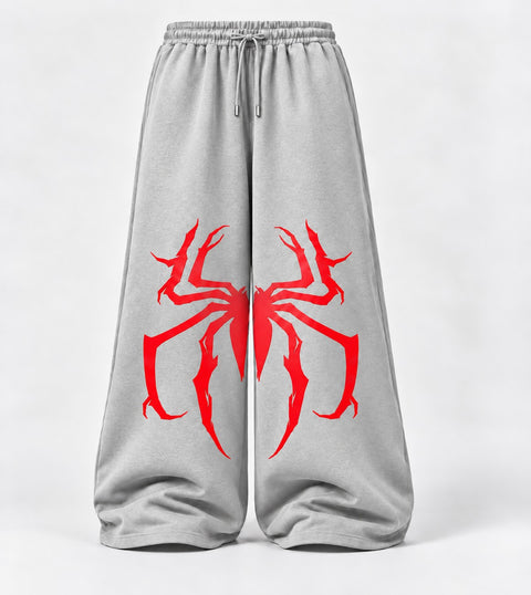 Men’s Spider Print Wide Leg Baggy Trouser – Black | Streetwear Collection