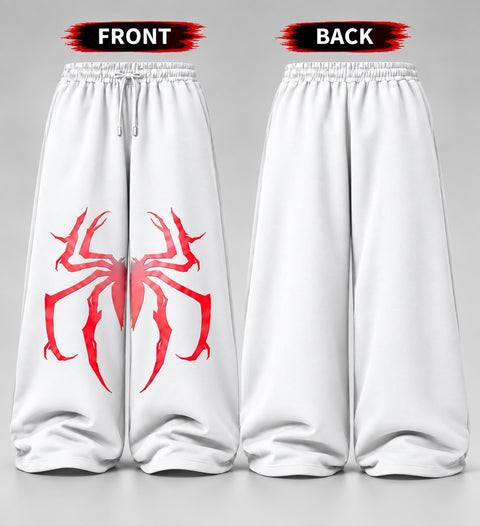 Men’s Spider Print Wide Leg Baggy Trouser – Black | Streetwear Collection