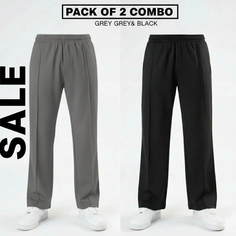 Pack of 2 Men’s Loose Fit Front Line Stitch Trouser – Summer Comfort
