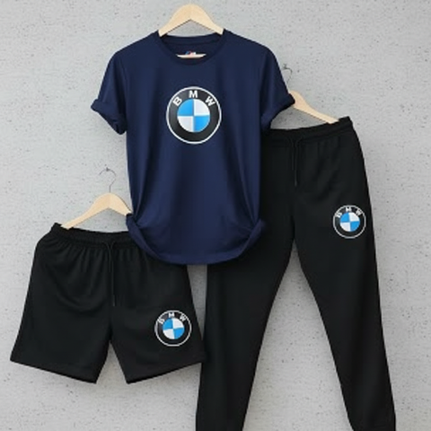 Men’s Pack of 3 Sports Set – T-Shirt, Shorts & Track Pants Gym Wear Combo