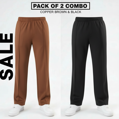 Pack of 2 Men’s Loose Fit Front Line Stitch Trouser – Summer Comfort