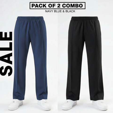 Pack of 2 Men’s Loose Fit Front Line Stitch Trouser – Summer Comfort