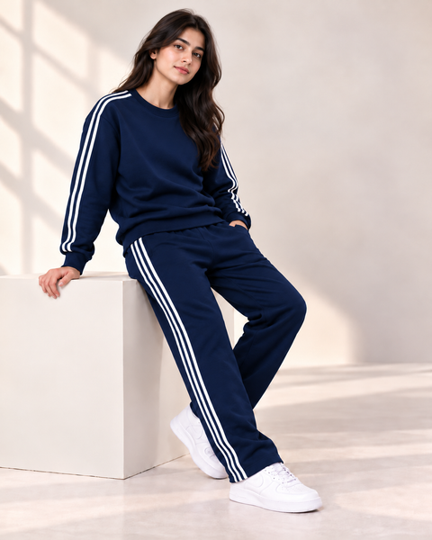 Premium Unisex 3-Stripe Tracksuit Set for Men & Women – Stylish Casual Winter Wear