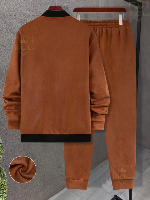 Men’s Brown Zipper Jacket with White Shirt – Casual Smart Look