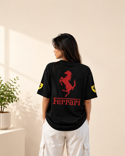 Ferrari Inspired Oversized Drop Shoulder T-Shirt for Women