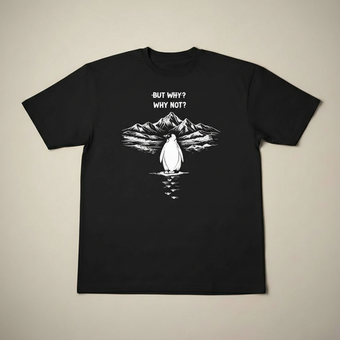 Minimal Penguin Art Summer T-Shirt – Soft Cotton Black shirt