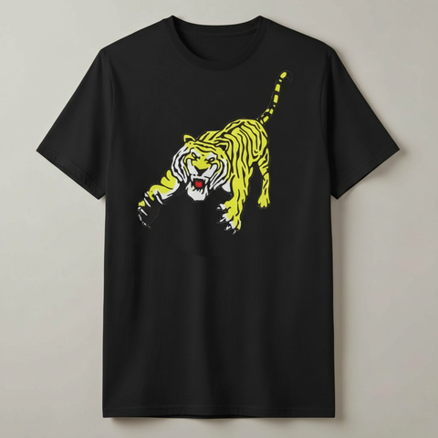 Men White Cotton CORNERD TIGER T-Shirt  – Graphic Round Neck Casual TSHIRT