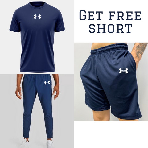 RichMan / Quick Dry Fit Tracksuit Navy for men With Free Short 3 Pieces