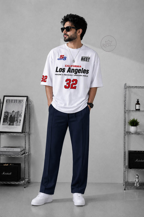Los Angeles 32 Oversized Drop Shoulder T-Shirt with Loose Fit Trouser Set