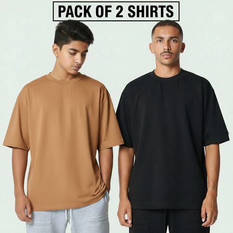 Pack of 2 Drop Shoulder T-Shirts for Men & Women – Relaxed Fit Street Style 🔥