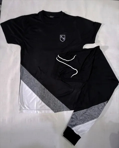 RichMan_Summer Grey Half Sleeve Track Suit for Man T-shirt and Trouser