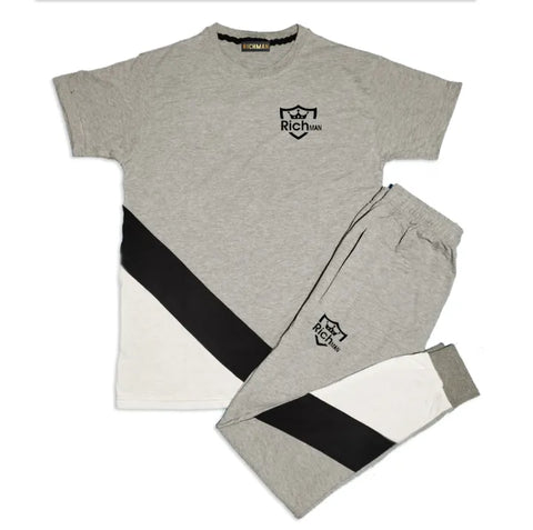 RichMan_Summer Grey Half Sleeve Track Suit for Man T-shirt and Trouser