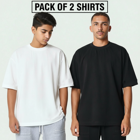 Pack of 2 Drop Shoulder T-Shirts for Men & Women – Relaxed Fit Street Style 🔥