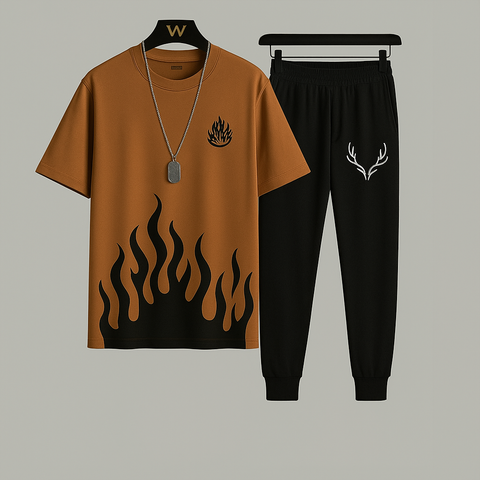 Rich Man High Quality Casual Suits for Men Summer Tracksuit for Men's Fine Fabric T-Shirt and Trouser set 2 pieces