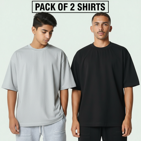 Pack of 2 Drop Shoulder T-Shirts for Men & Women – Relaxed Fit Street Style 🔥